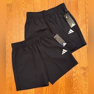 Adidas Boys M (10/12) Black Athletic Shorts w/Pockets & Logo Set of 2 - NWT